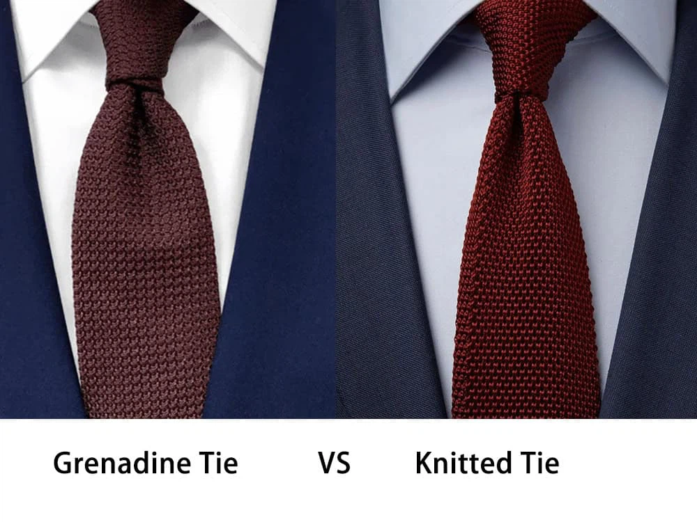 knit tie VS a grenadine tie knit tie VS a grenadine tie